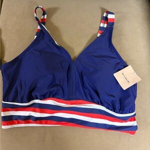 BloomChic Navy and Red Striped Bikini Top